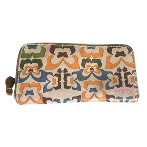 Mariposa Women's Coated Canvas Zip Around Wallet Boho Butterflies